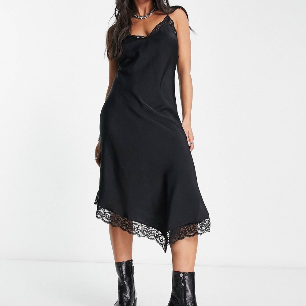 Weekday Bonnie Slip Midi Dress in Black